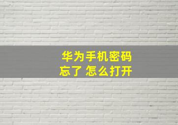 华为手机密码忘了 怎么打开